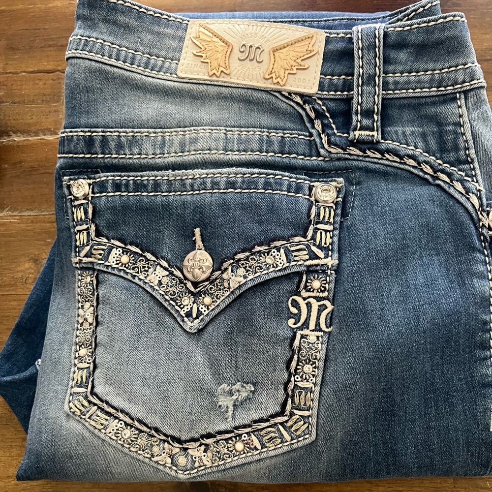 Miss Me Women's Blue Embellished Boot Cut Jeans